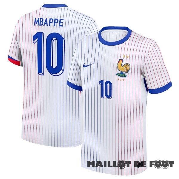 Foot Maillot Pas Cher NO.10 Mbappe Thailande Exterieur Maillot France 2024 Blanc