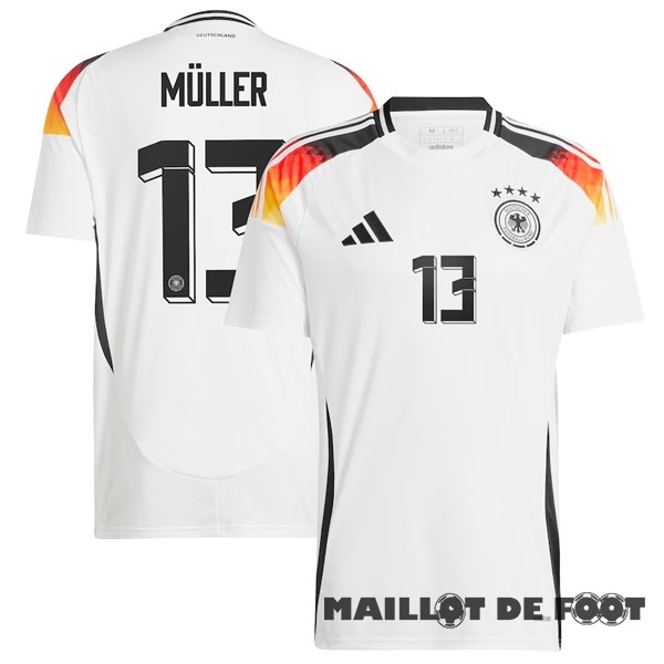 Foot Maillot Pas Cher NO.13 Müller Thailande Domicile Maillot Allemagne 2024 Blanc