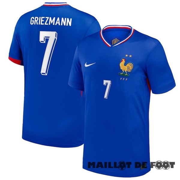 Foot Maillot Pas Cher NO.7 Griezmann Thailande Domicile Maillot France 2024 Bleu