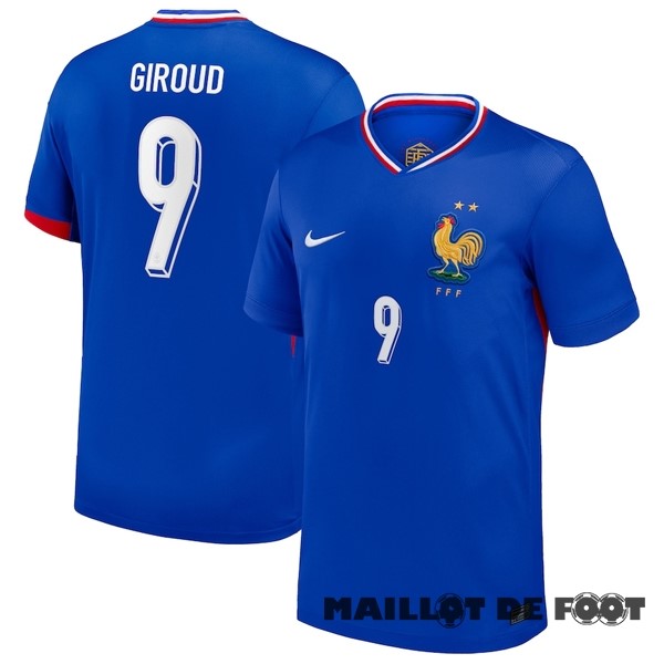 Foot Maillot Pas Cher NO.9 Giroud Thailande Domicile Maillot France 2024 Bleu