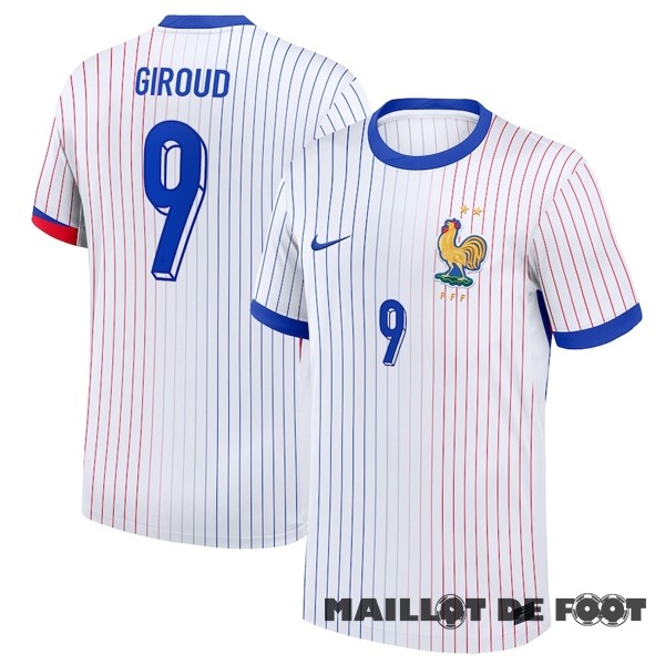 Foot Maillot Pas Cher NO.9 Giroud Thailande Exterieur Maillot France 2024 Blanc