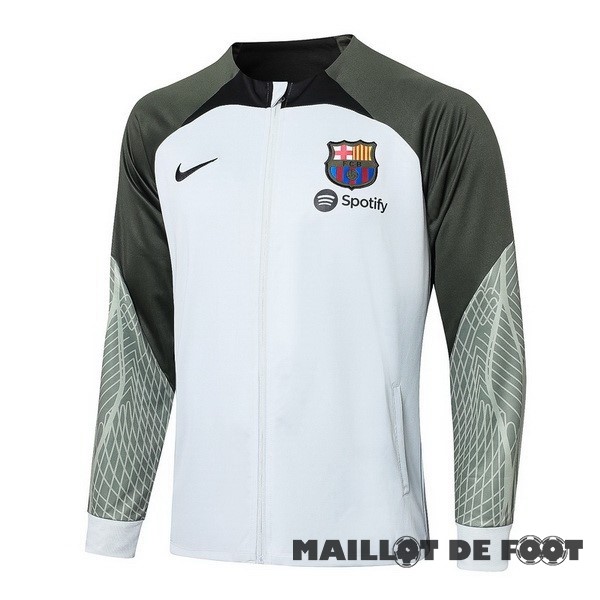 Foot Maillot Pas Cher Ropa Deportiva Con Cremallera Larga Barcelona 2023 2024 Blanc Vert