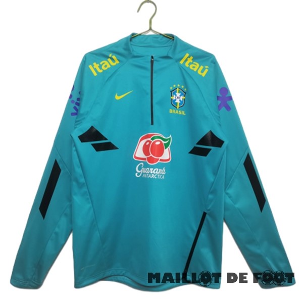 Foot Maillot Pas Cher Sudadera Entrainement Brésil 2022 Vert Bleu