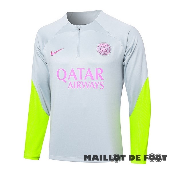 Foot Maillot Pas Cher Sudadera Entrainement Paris Saint Germain 2023 2024 Gris Vert