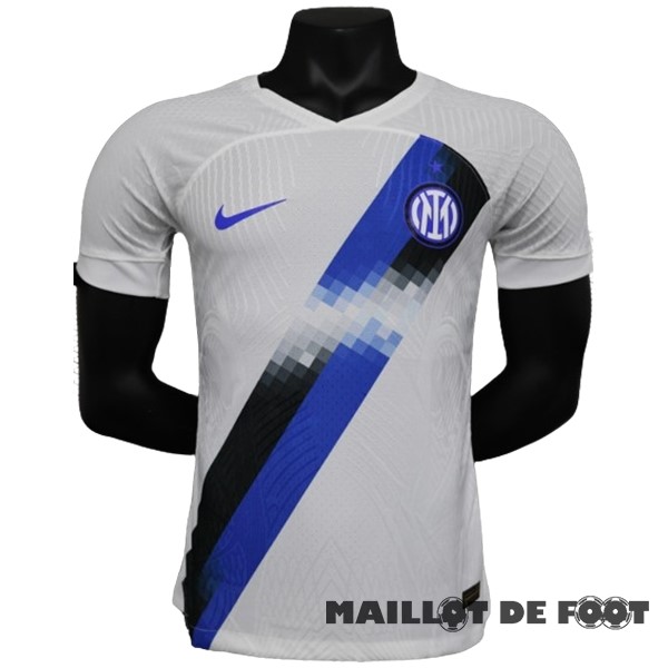 Foot Maillot Pas Cher Thailande Exterieur Joueurs Maillot Inter Milán 2023 2024 Blanc Bleu