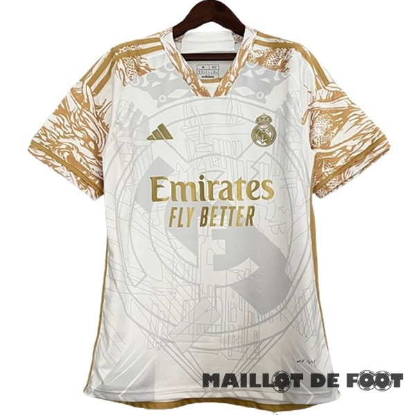 Foot Maillot Pas Cher Thailande Spécial Maillot Real Madrid 2023 2024 Jaune Blanc