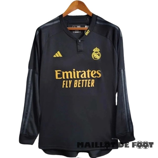 Foot Maillot Pas Cher Thailande Third Manches Longues Real Madrid 2023 2024 Noir