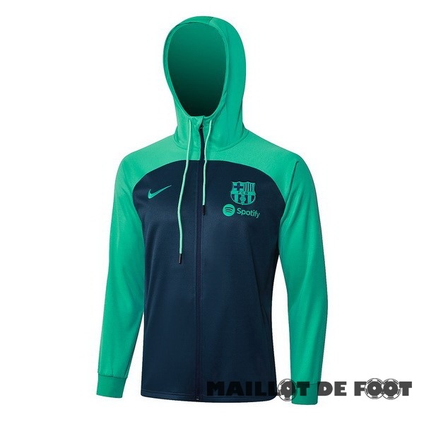 Foot Maillot Pas Cher Veste Con Capucha Barcelona 2023 2024 Vert I Bleu