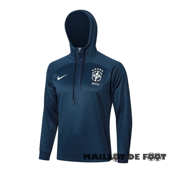 Foot Maillot Pas Cher Veste Con Capucha Brésil 2023 Bleu Marine