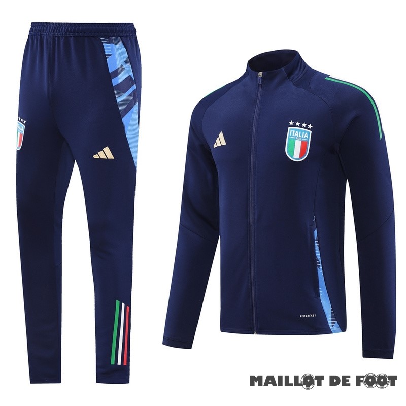 Foot Maillot Pas Cher Ensemble Complet Ropa Deportiva Con Cremallera Larga Italie 2024 Bleu Marine