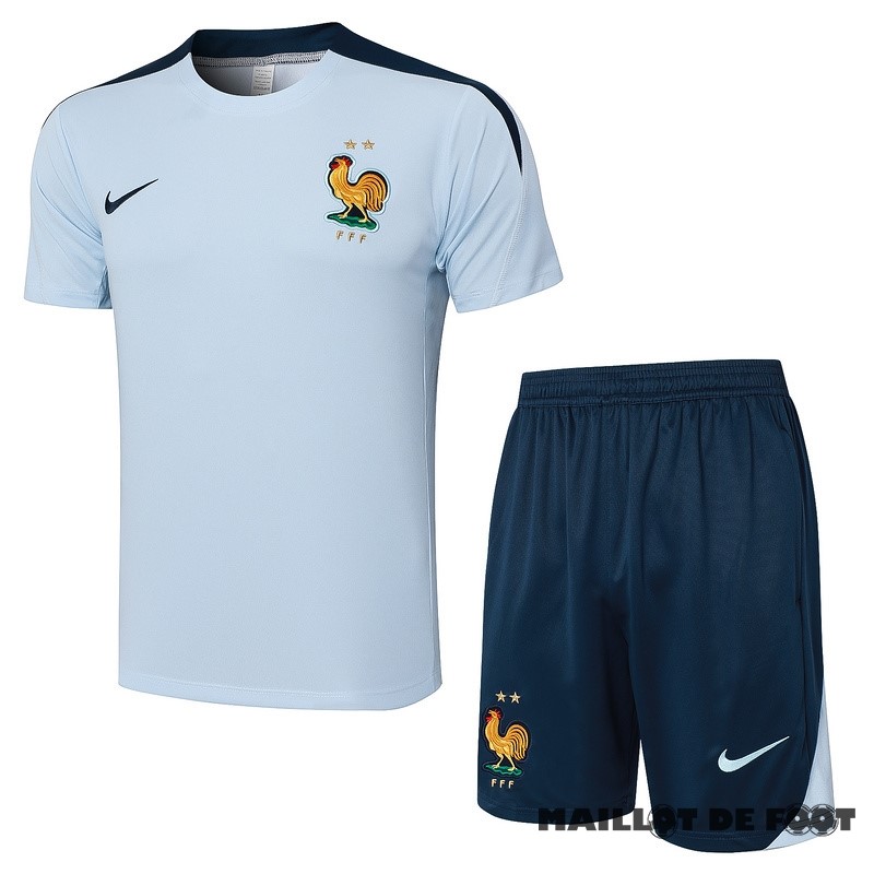 Foot Maillot Pas Cher Entrainement Ensemble Complet France 2024 Bleu