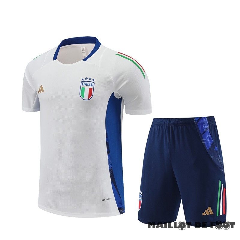 Foot Maillot Pas Cher Entrainement Ensemble Complet Italie 2024 Blanc Bleu Marine