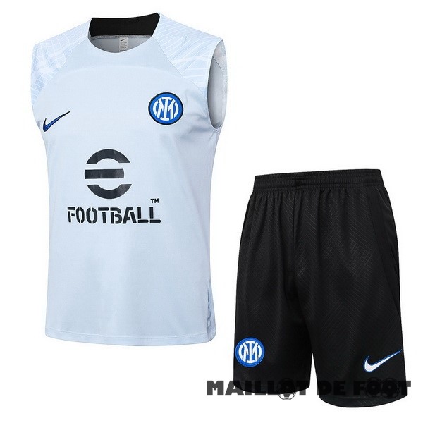 Foot Maillot Pas Cher Entrainement Sans Manches Ensemble Complet Inter Milán 2023 2024 Bleu II Noir