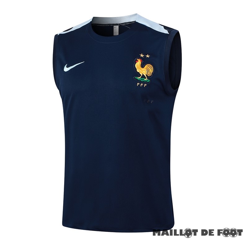 Foot Maillot Pas Cher Entrainement Sans Manches France 2024 Bleu Marine