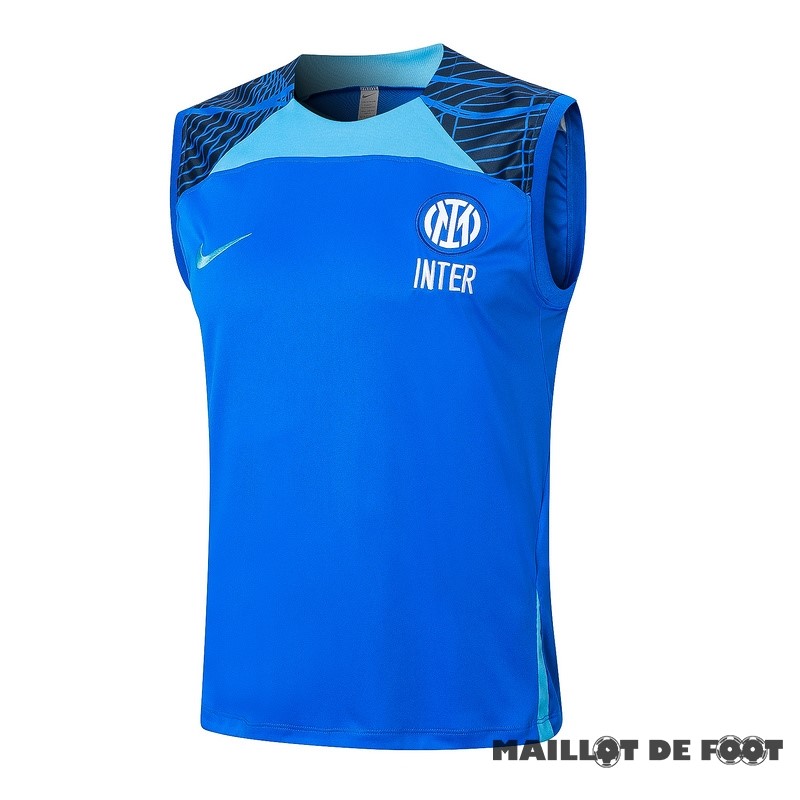 Foot Maillot Pas Cher Entrainement Sans Manches Inter Milán 2024 2025 Bleu