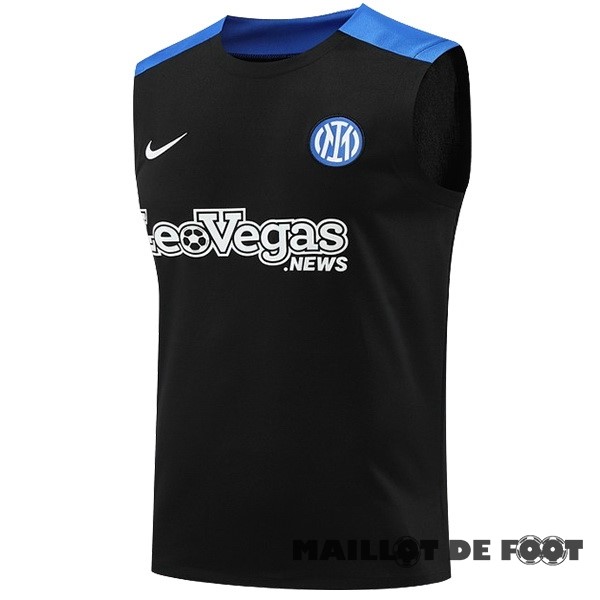 Foot Maillot Pas Cher Entrainement Sans Manches Inter Milán 2024 2025 Noir Bleu