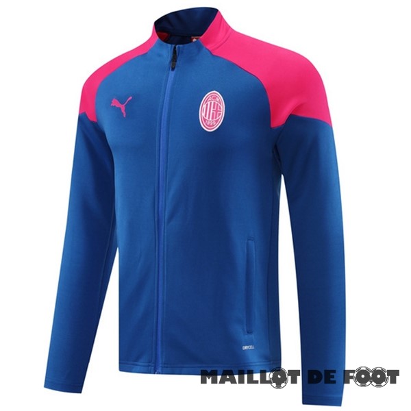 Foot Maillot Pas Cher Ropa Deportiva Con Cremallera Larga AC Milan 2024 2025 Bleu Rose