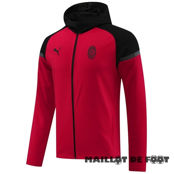 Foot Maillot Pas Cher Sweat Shirt Capuche AC Milan 2024 2025 Noir Rouge