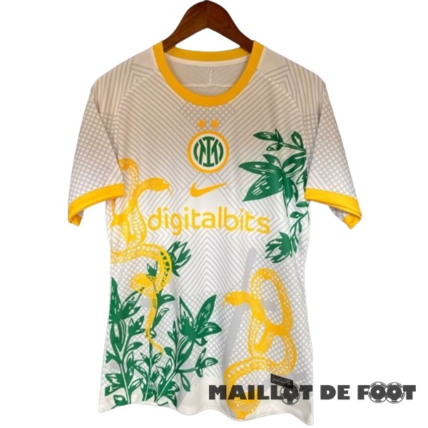 Foot Maillot Pas Cher Thailande Spécial Maillot Inter Milán 2024 2025 Blanc Jaune