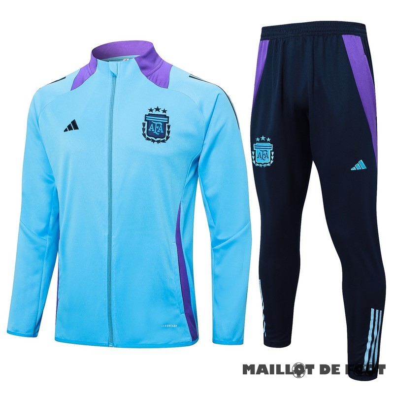 Foot Maillot Pas Cher Ensemble Complet Ropa Deportiva Con Cremallera Larga Argentine 2024 Bleu Purpura Noir