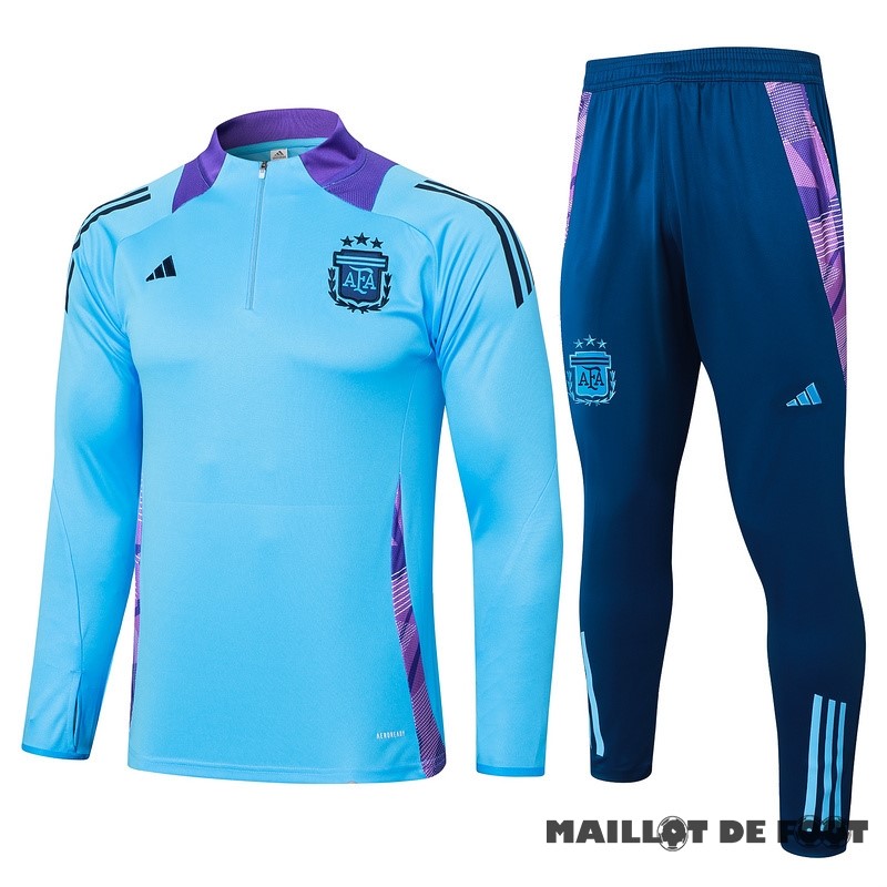 Foot Maillot Pas Cher Ensemble Complet Sudadera Entrainement Argentine 2024 Bleu Purpura