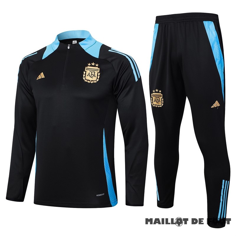 Foot Maillot Pas Cher Ensemble Complet Sudadera Entrainement Argentine 2024 Noir Bleu