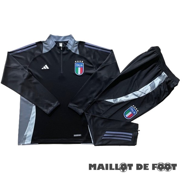 Foot Maillot Pas Cher Ensemble Complet Sudadera Entrainement Italie 2024 Noir Gris