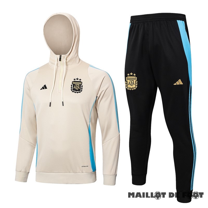 Foot Maillot Pas Cher Ensemble Complet Veste Con Capucha Argentine 2024 Jaune Noir