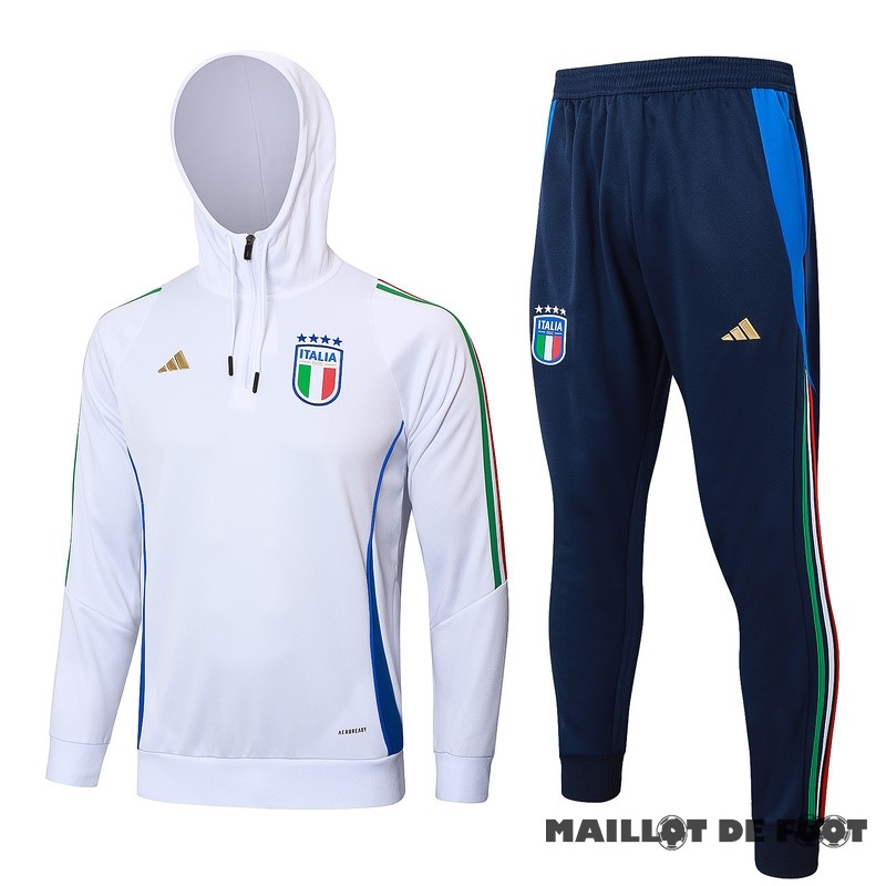 Foot Maillot Pas Cher Ensemble Complet Veste Con Capucha Italie 2024 Blanc