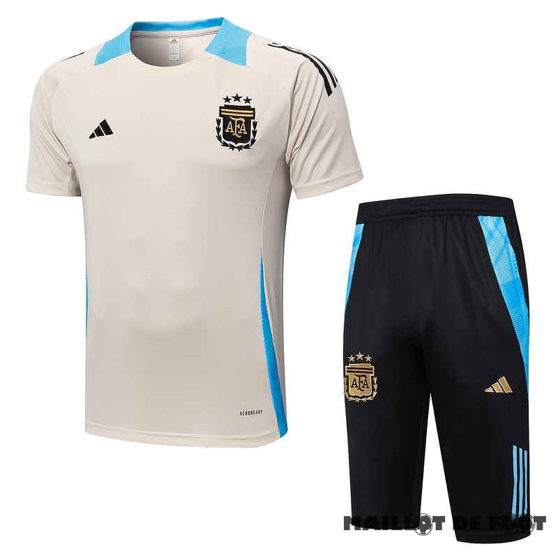 Foot Maillot Pas Cher Entrainement Ensemble Complet Argentine 2024 Jaune Noir