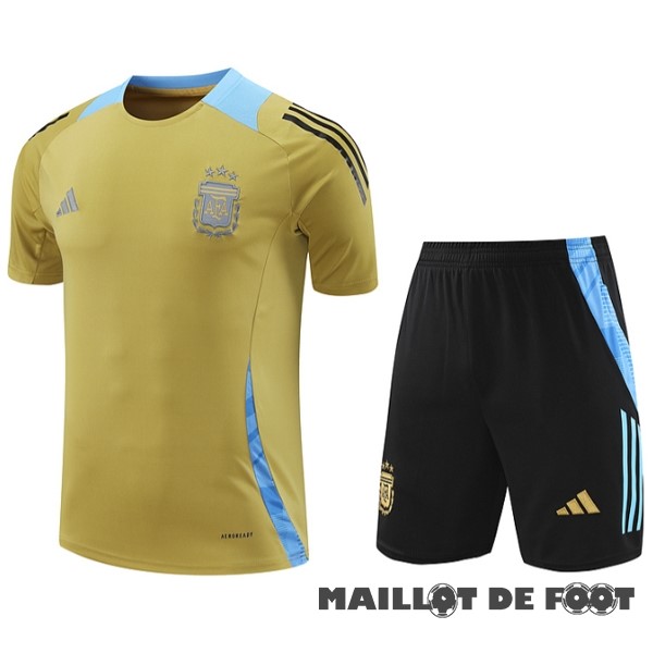 Foot Maillot Pas Cher Entrainement Ensemble Complet Argentine 2024 Jaune Noir Bleu