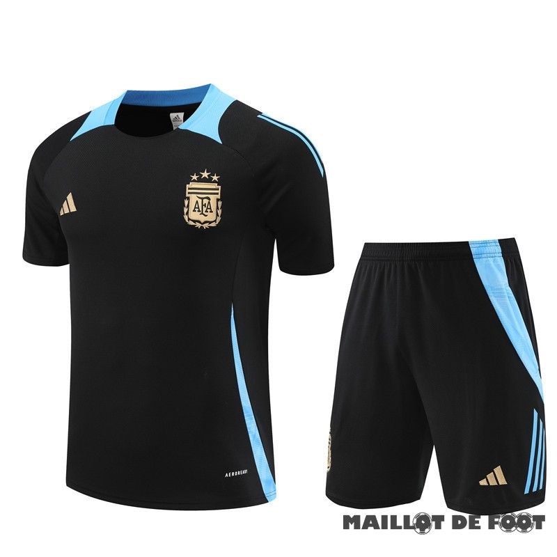 Foot Maillot Pas Cher Entrainement Ensemble Complet Argentine 2024 Noir III Bleu