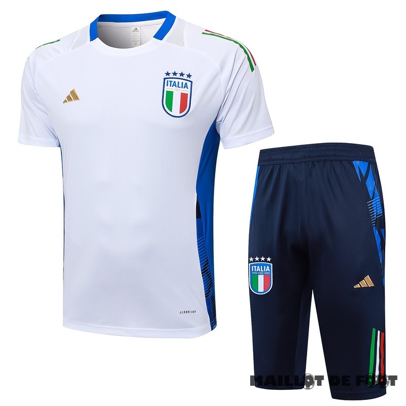 Foot Maillot Pas Cher Entrainement Ensemble Complet Italie 2024 Blanc Bleu Marine