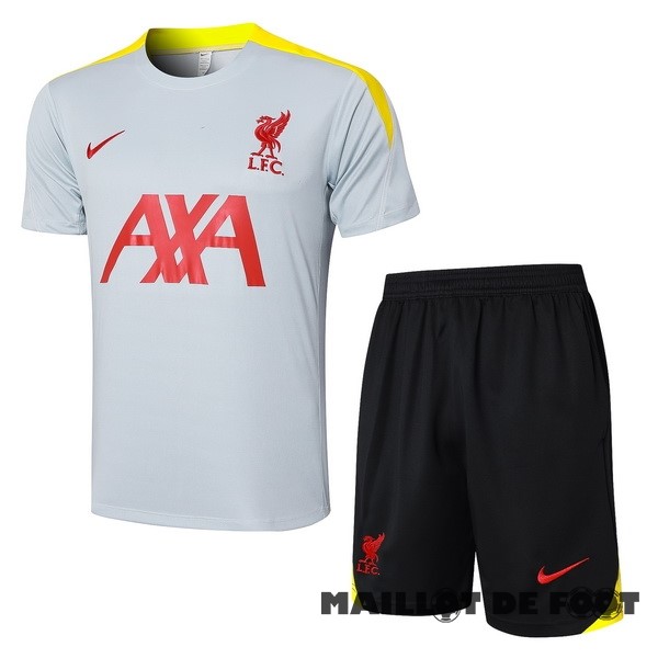 Foot Maillot Pas Cher Entrainement Ensemble Complet Liverpool 2024 2025 Gris Jaune Noir