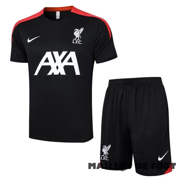 Foot Maillot Pas Cher Entrainement Ensemble Complet Liverpool 2024 2025 Noir Blanc