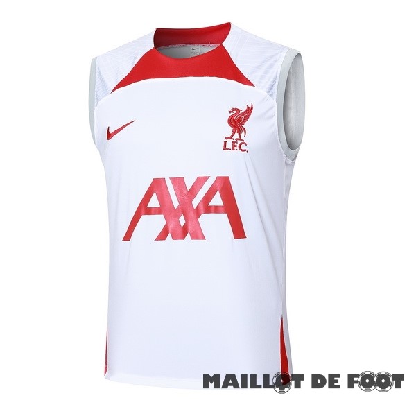 Foot Maillot Pas Cher Entrainement Sans ManchesLiverpool 2024 2025 Blanc Rouge