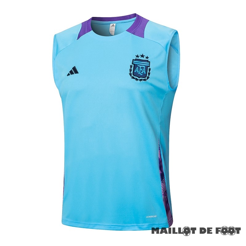 Foot Maillot Pas Cher Entrainement Sans Manches Argentine 2024 Bleu Purpura