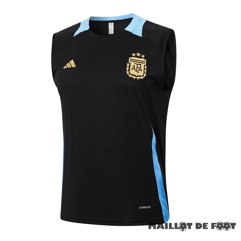 Foot Maillot Pas Cher Entrainement Sans Manches Argentine 2024 Noir Bleu