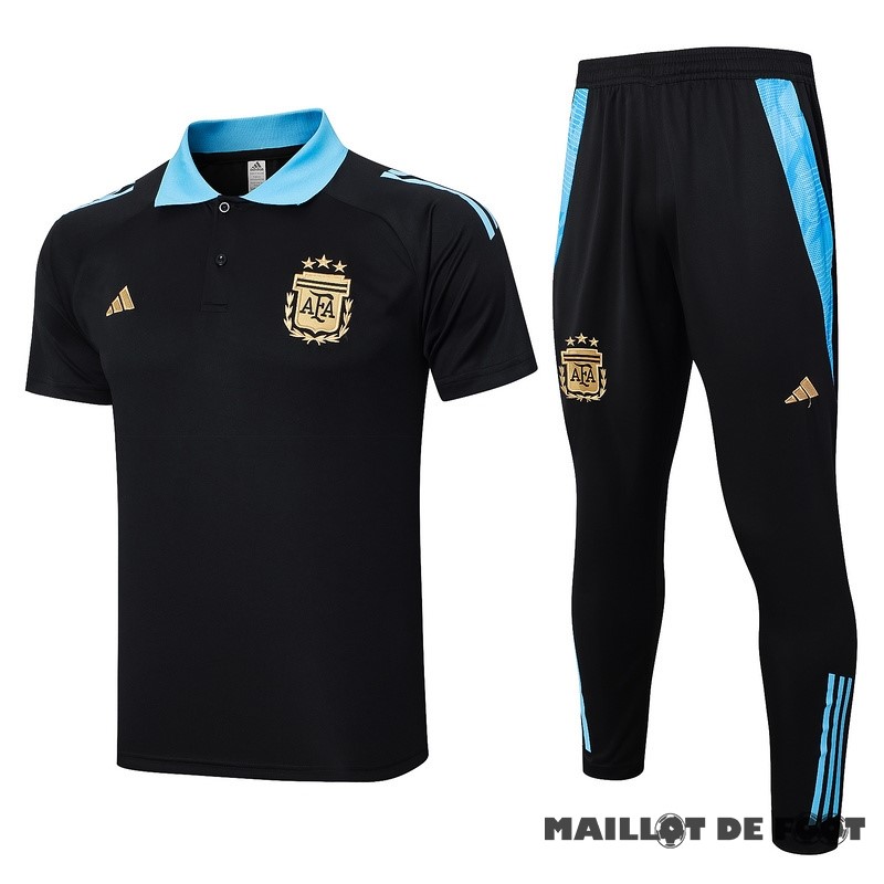 Foot Maillot Pas Cher Thailande Ensemble Complet Polo Argentine 2024 Noir Bleu