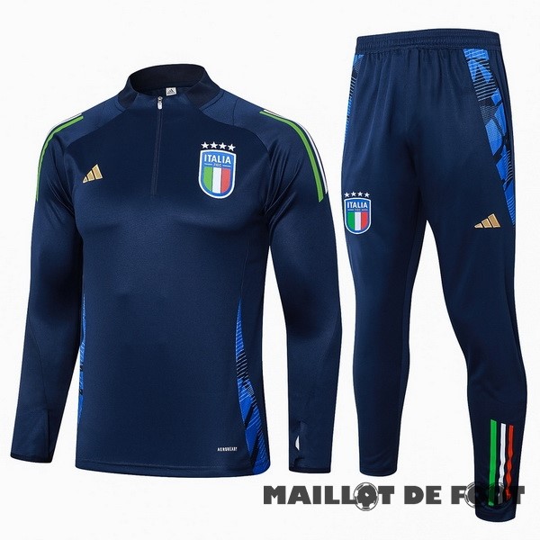 Foot Maillot Pas Cher Thailande Ensemble Complet Sudadera Entrainement Enfant Italie 2024 Bleu Marine