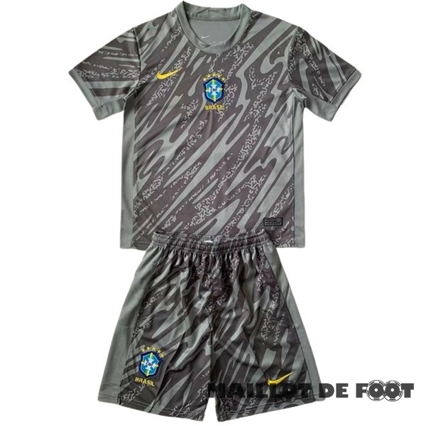 Foot Maillot Pas Cher Thailande Gardien Conjunto De Enfant Brésil 2024 Gris